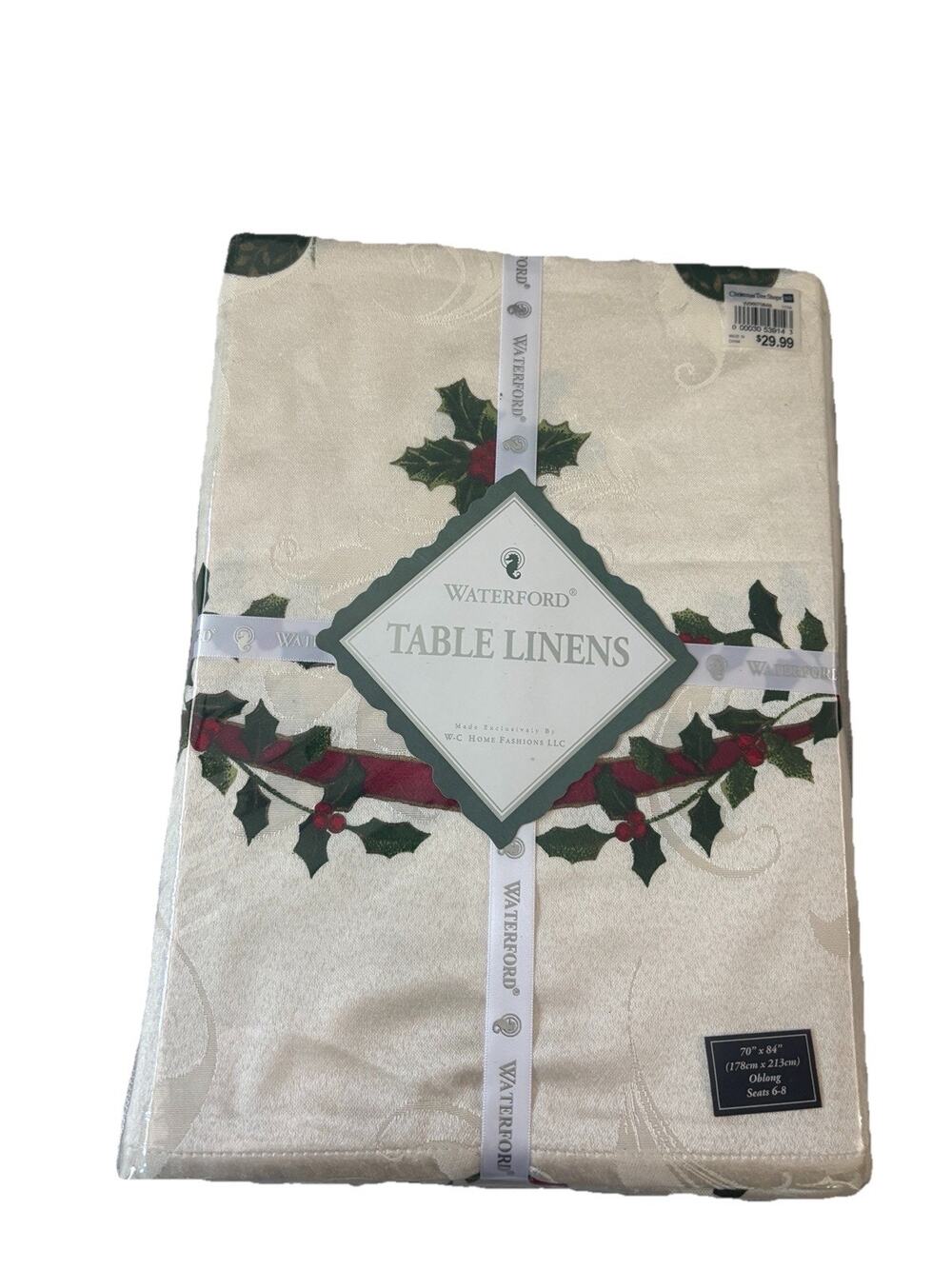 New Waterford Golden Scrolls Tablecloth Christmas Holiday Vintage 70" x 84"